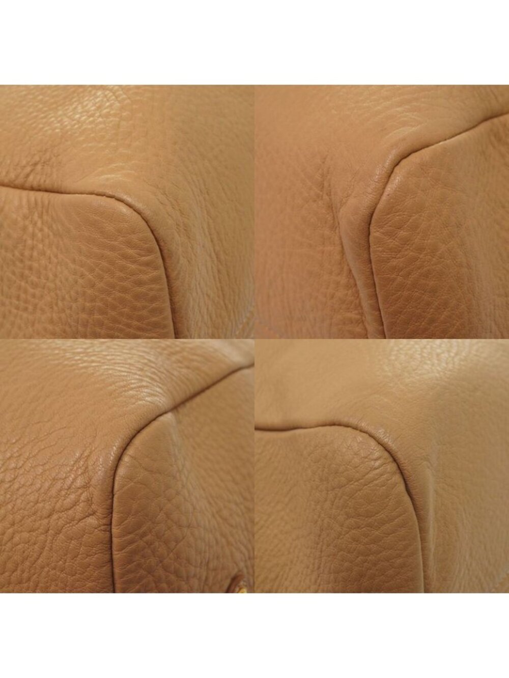 Prada Vitello Daino Gold Leather Brown Tote Shoulder Bag - Picture 10 of 10